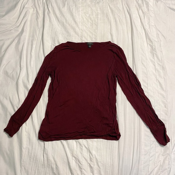 Ann Taylor dark maroon long sleeved top - Picture 1 of 4